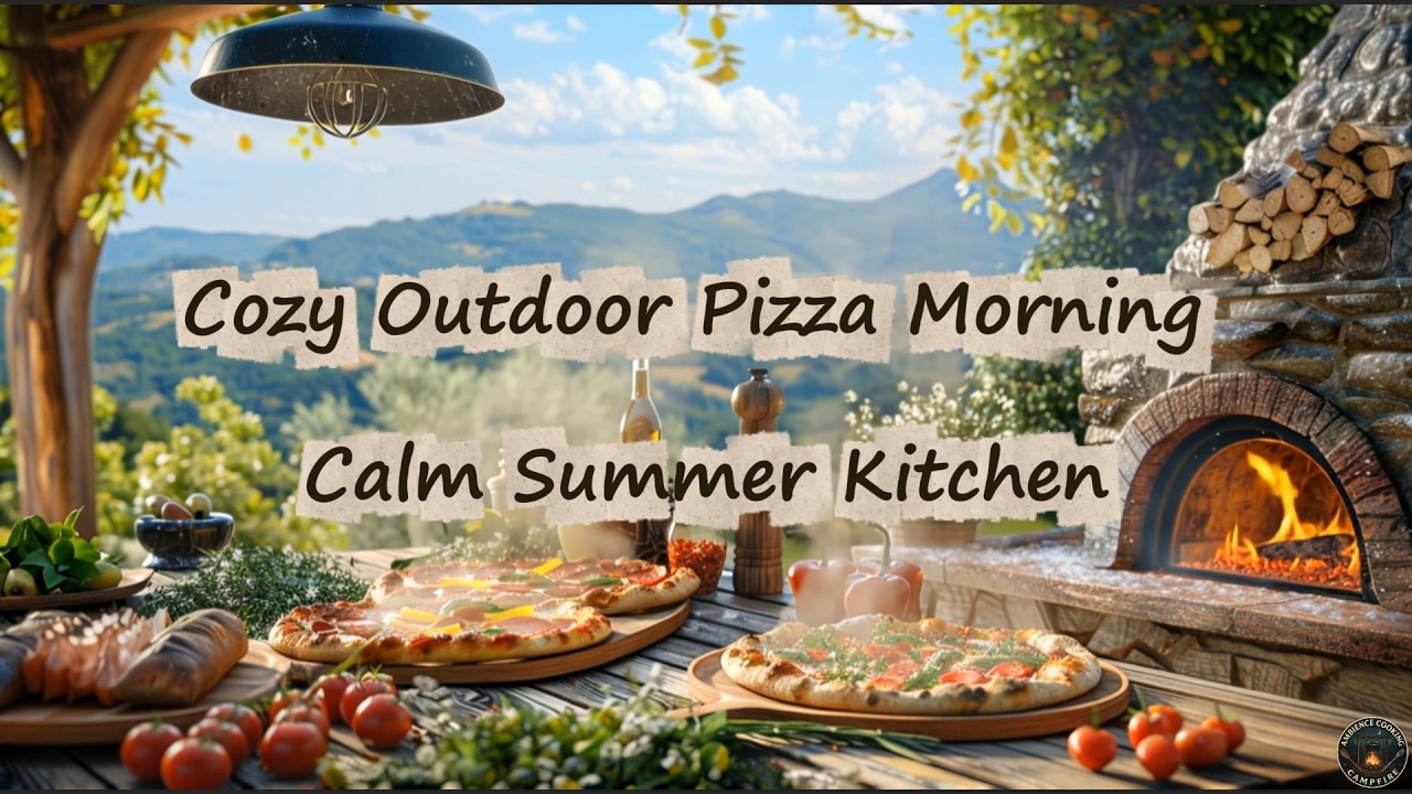 Summer Campfire Cooking 🍕 Pizza Oven, Crackling Fire & Birdsong LIVE