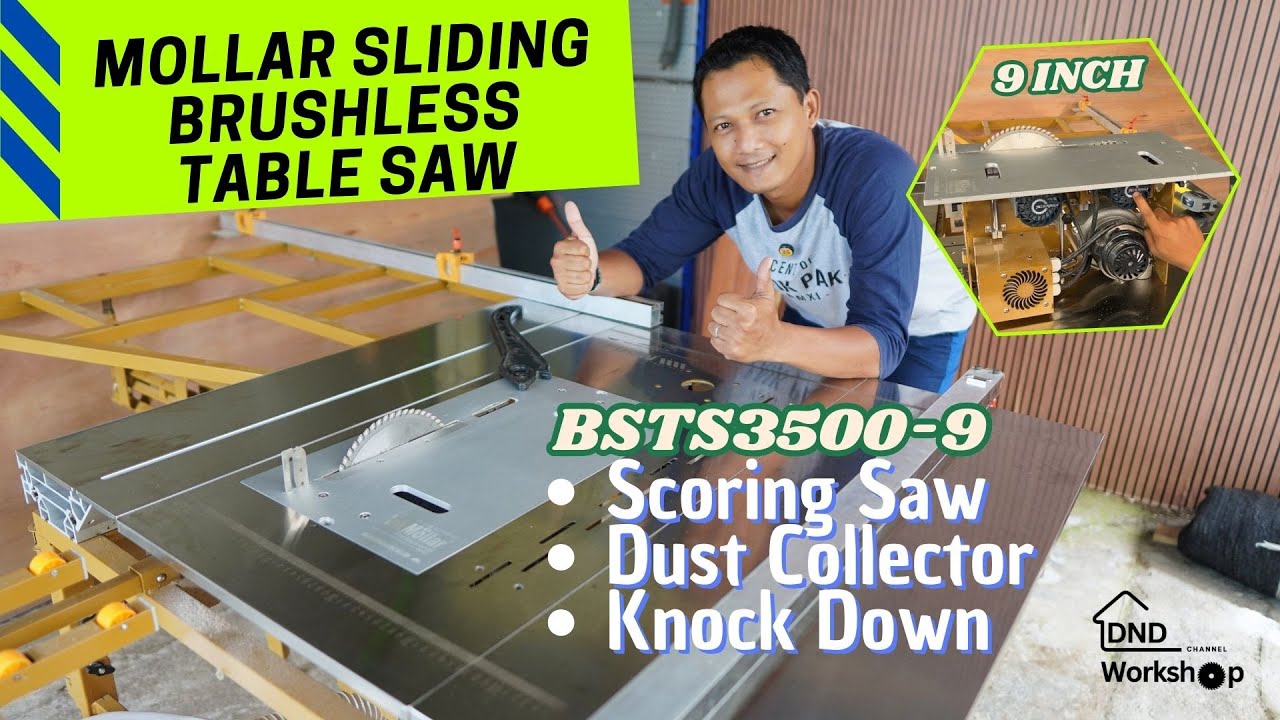 Brushless Sliding Table Saw Mollar BSTS3500-9 dengan Scoring Saw dan Dust Collector
