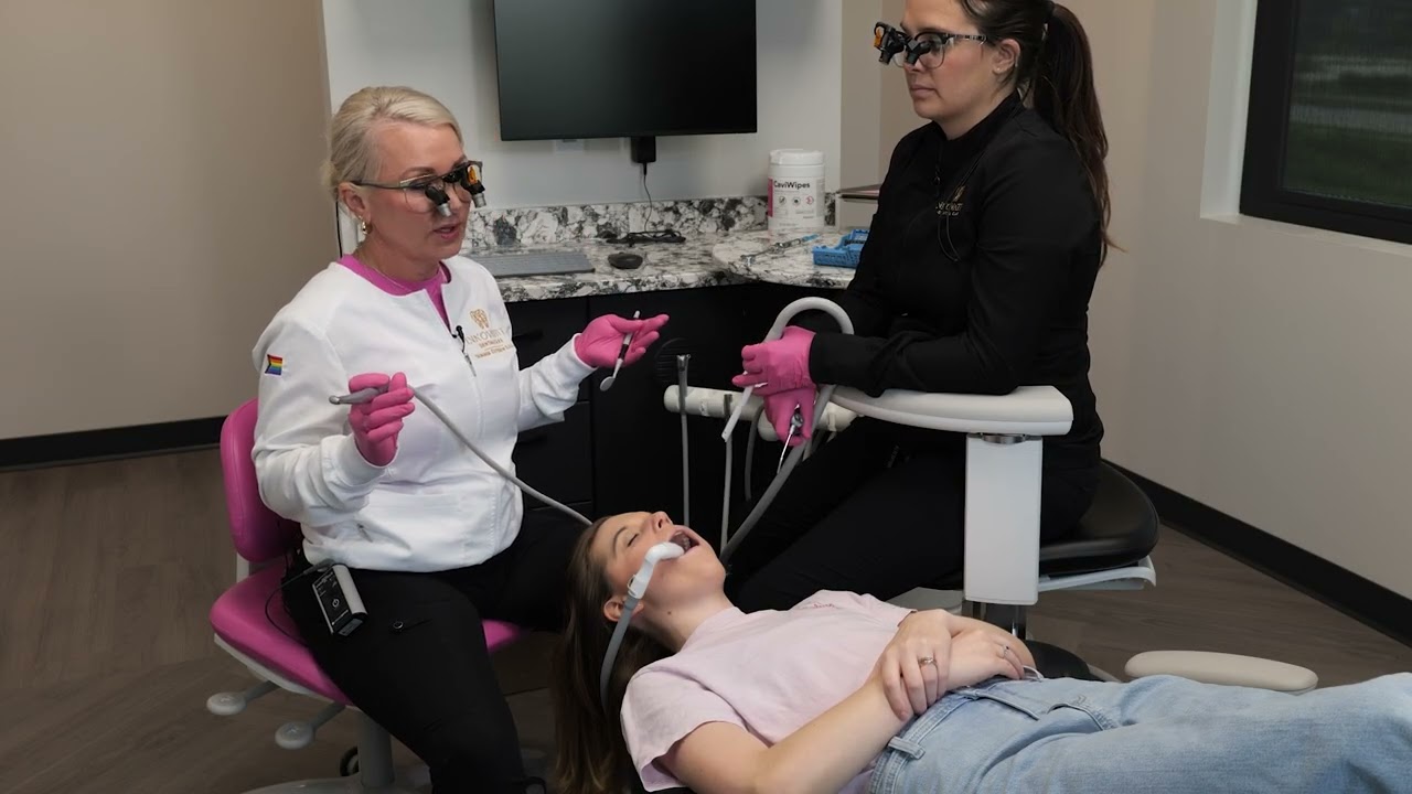 Orascoptic Ergonomic Dental Loupes - Using ergo / deflection loupes for the upper left quadrant.