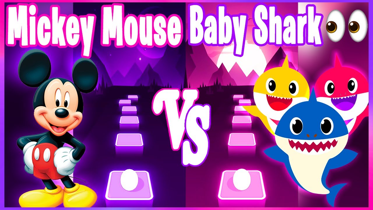 Baby Shark Song VS Mickey Mouse Song - Tiles Hop Edm RUSH!