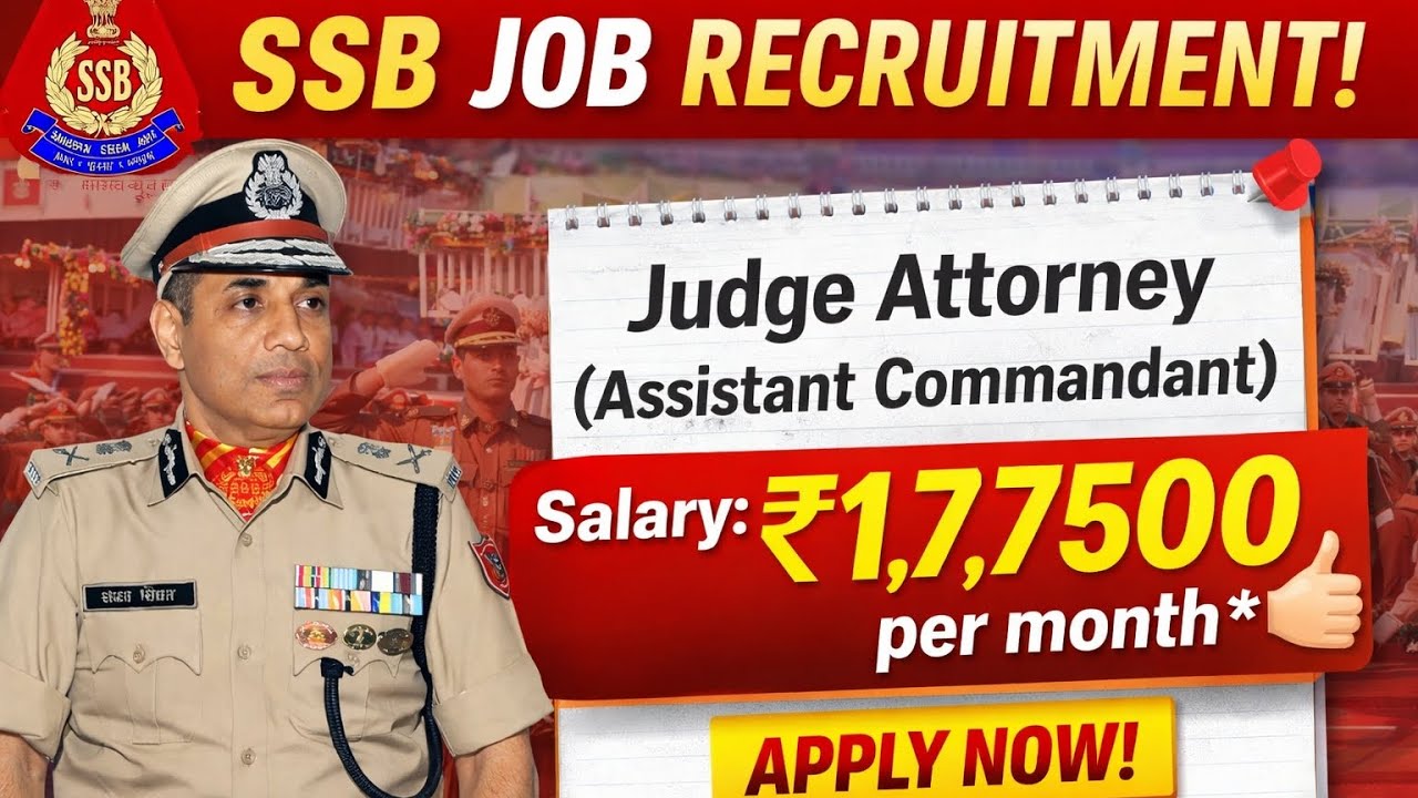 🔥 SSB New Vacancy 2026 | Assistant Commandant (Law) | Salary ₹1.77 Lakh/month 