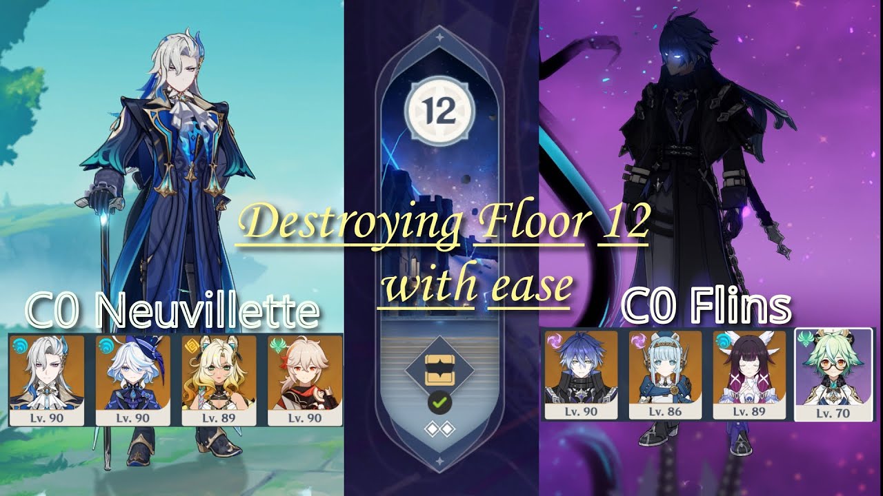 F2P C0 Neuvillette and F2P C0 FLINS Destroys 6.3 Spiral Abyss | Floor 12 |