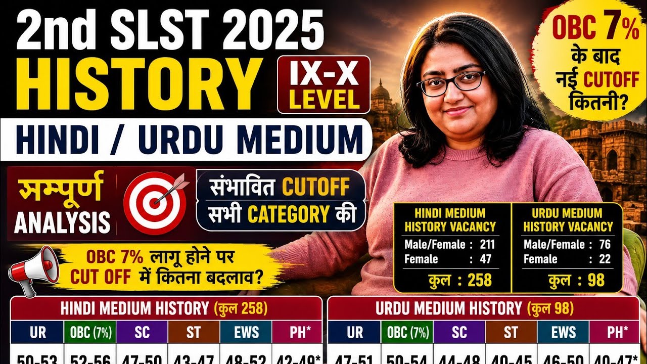 2nd SLST IX-X History Cut Off 2026 | Hindi/Urdu Medium | OBC 7% के बाद नई Cutoff कितनी?