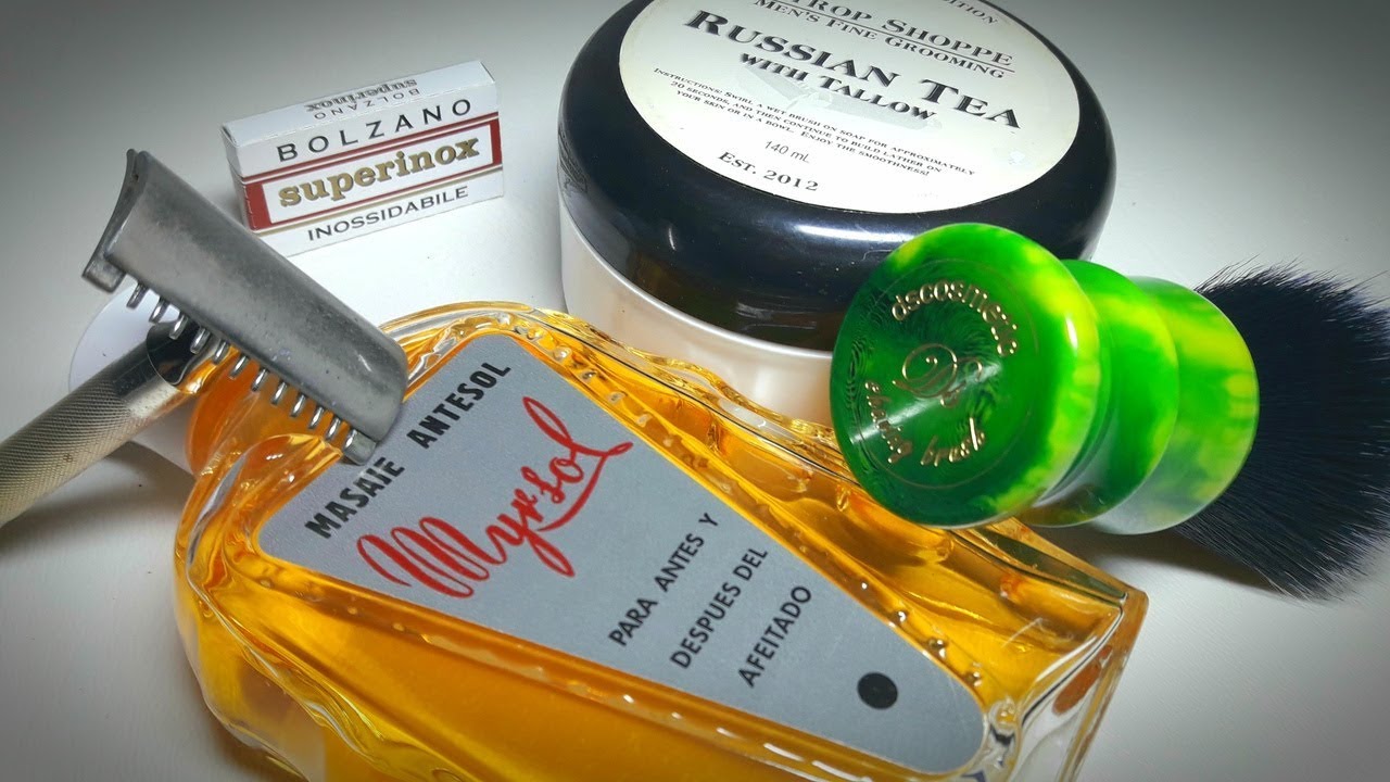 Новогоднее бритьё! DScosmetic brush, The Strop Shoppe soap, Myrsol, Hoffritz razor, BOLZANO