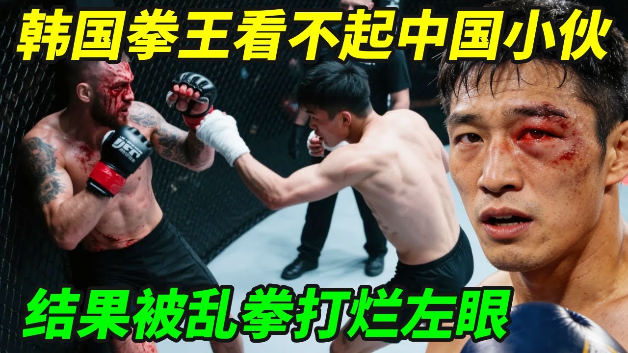 韩国拳王看不起中国小伙，无视喷拳转身就走，结果被乱拳打烂左眼【小野格斗解说】