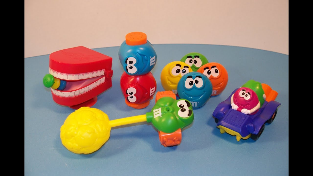 1997 BURGER KING M&M's MINIS SET OF 5  FULL COLLECTION MEAL TOYS VIDEO REVIEW