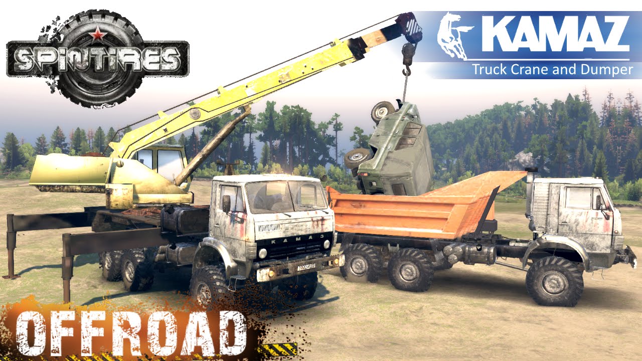 SpinTires KamAZ Truck Crane and KamAZ Dumper