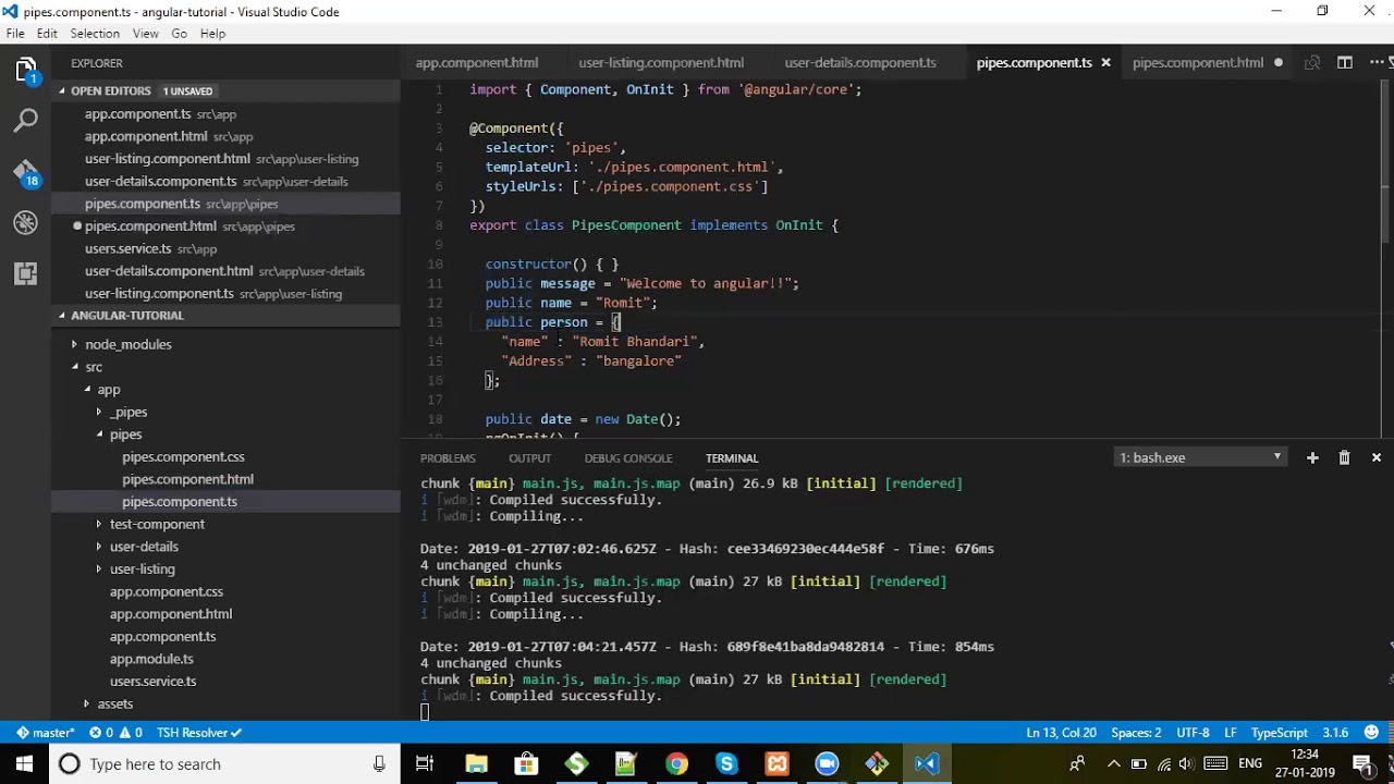 Angular 7 Tutorial 13 Pipes