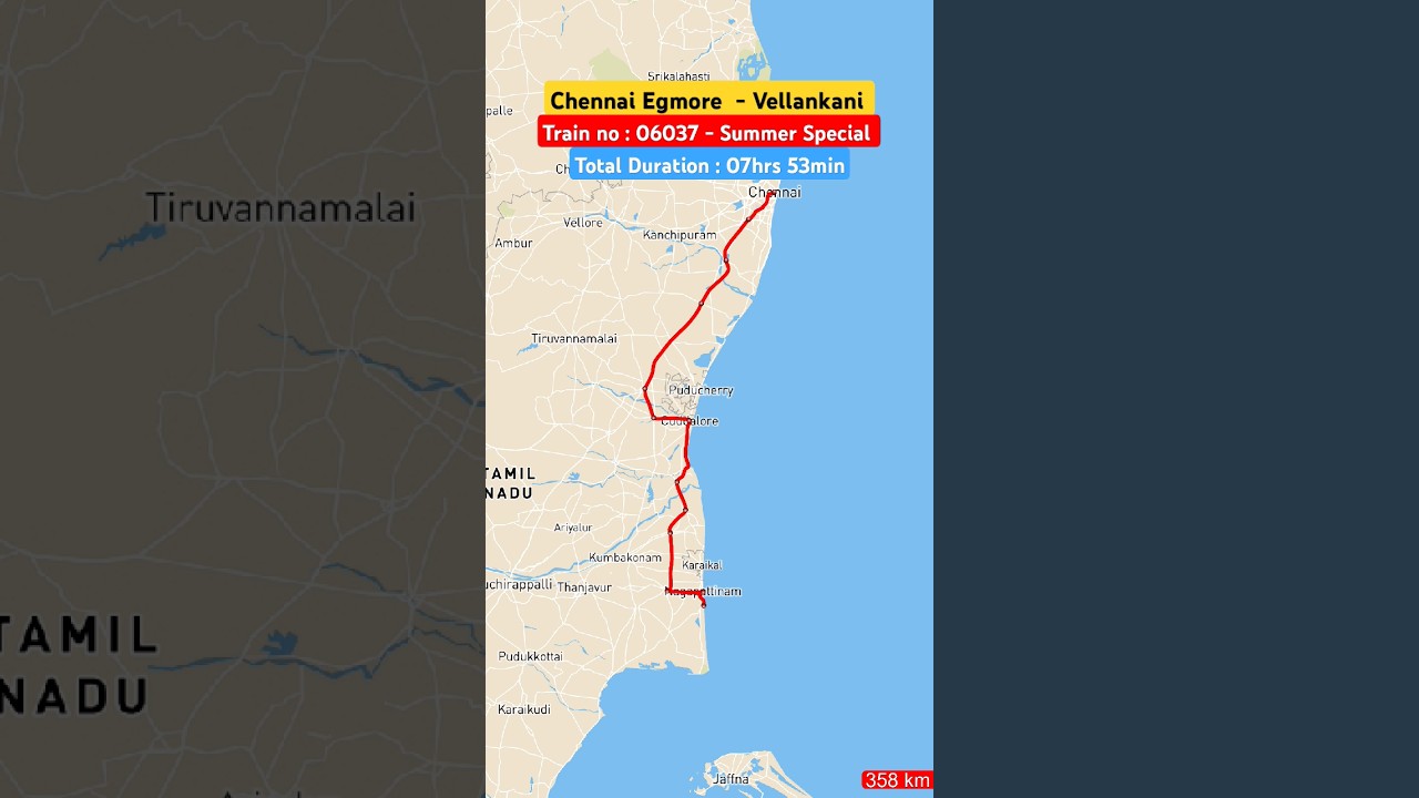 Chennai To Vellankani l Train no: 06037 Byweekly Summer Special Express  #shorts #shortsfeed #train