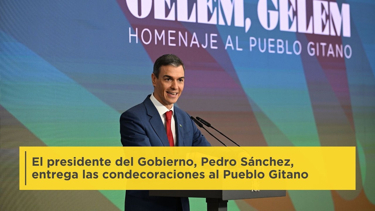 Pedro Sánchez interviene en el homenaje y entrega de condecoraciones al Pueblo Gitano, en Madrid