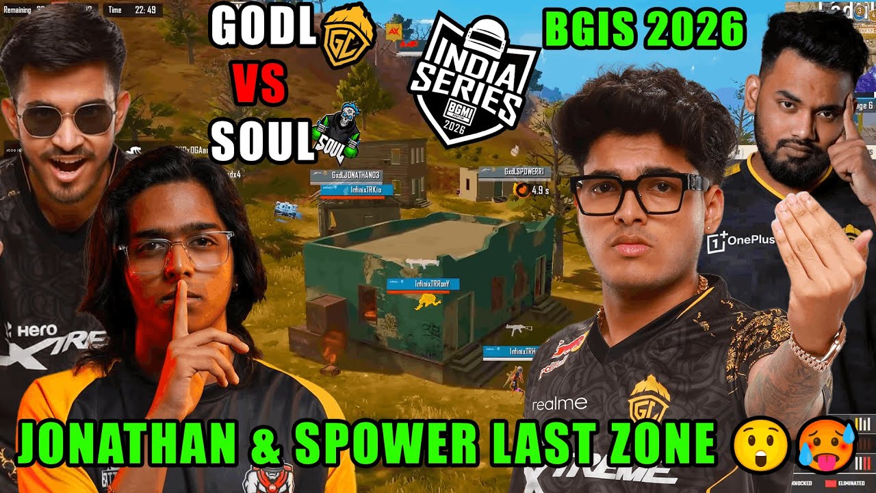 SOUL VS GODL IN BGIS 2026 🚀💛 JONATHAN & SPOWER DEADLY DUO🔥🥵 BGIS  DAY 1 HIGHLIGHTS🥶GODLIKE BGIS2026