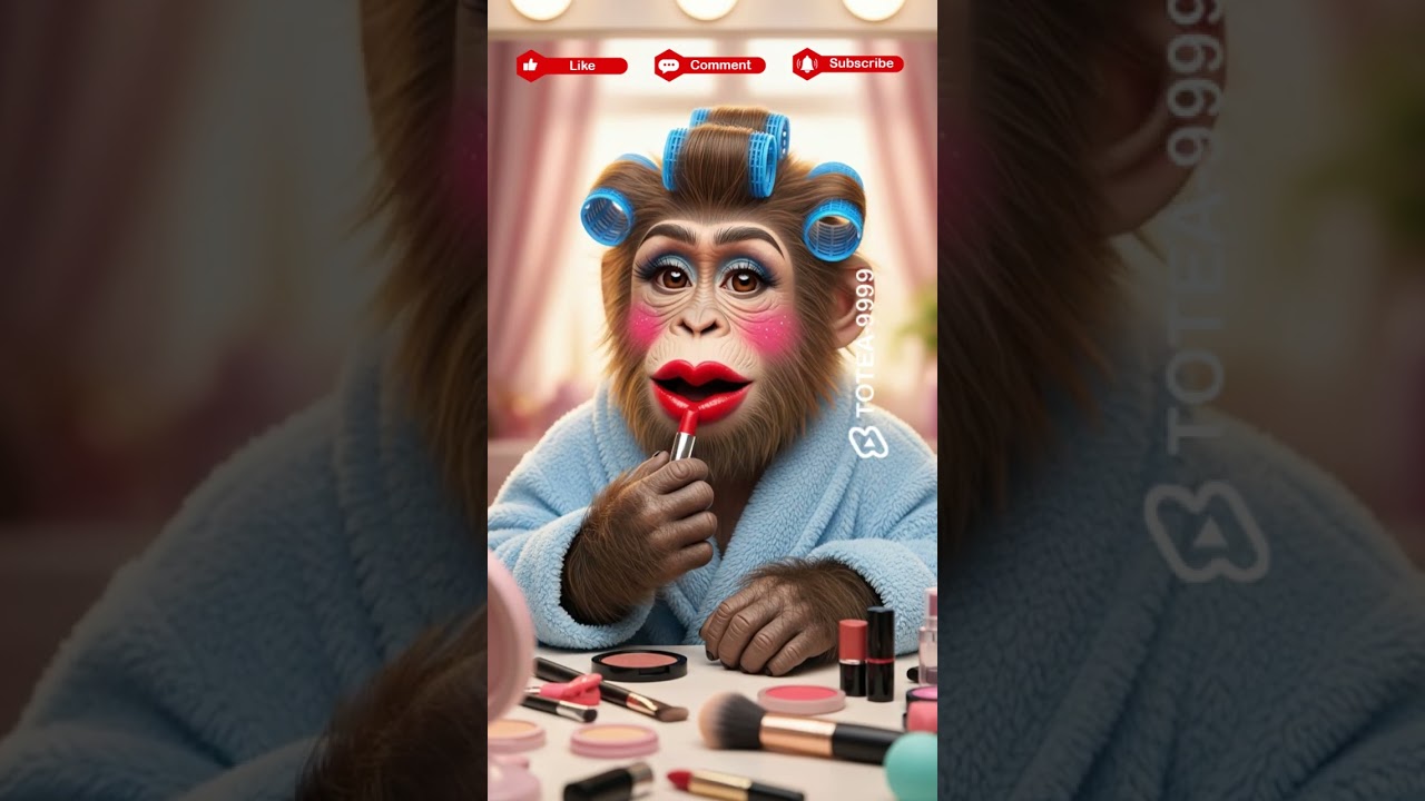 Funny Monkey Makeup Transformation 💄✨ - Cute Animal Moments #shorts