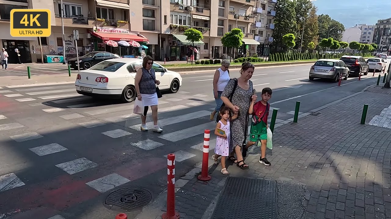 ⁴ᴷ Skopje, North Macedonia: Walking towards the City Center of the city.
