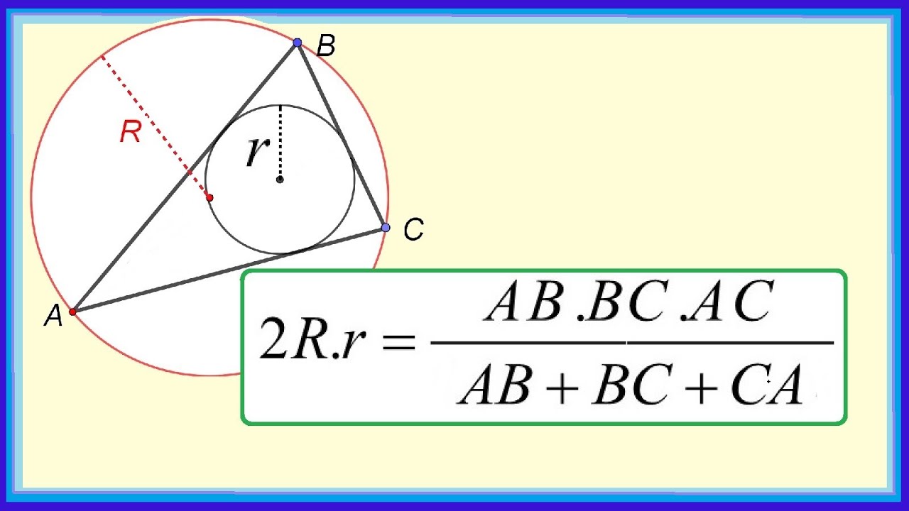 Relation entre les rayons des cercles inscrits et circonscrits d'un triangle.