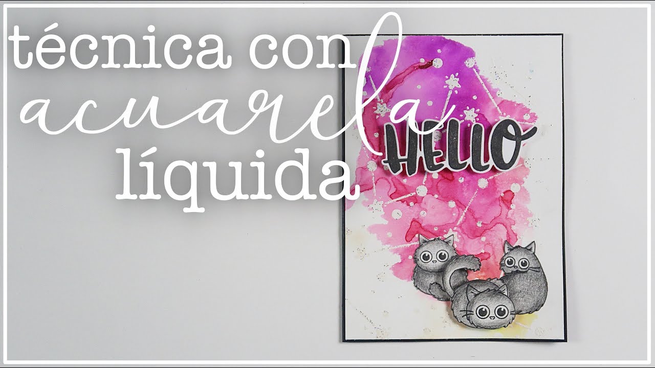 TÉCNICA con ACUARELAS LÍQUIDAS Vallejo 🐱 CARDMAKING