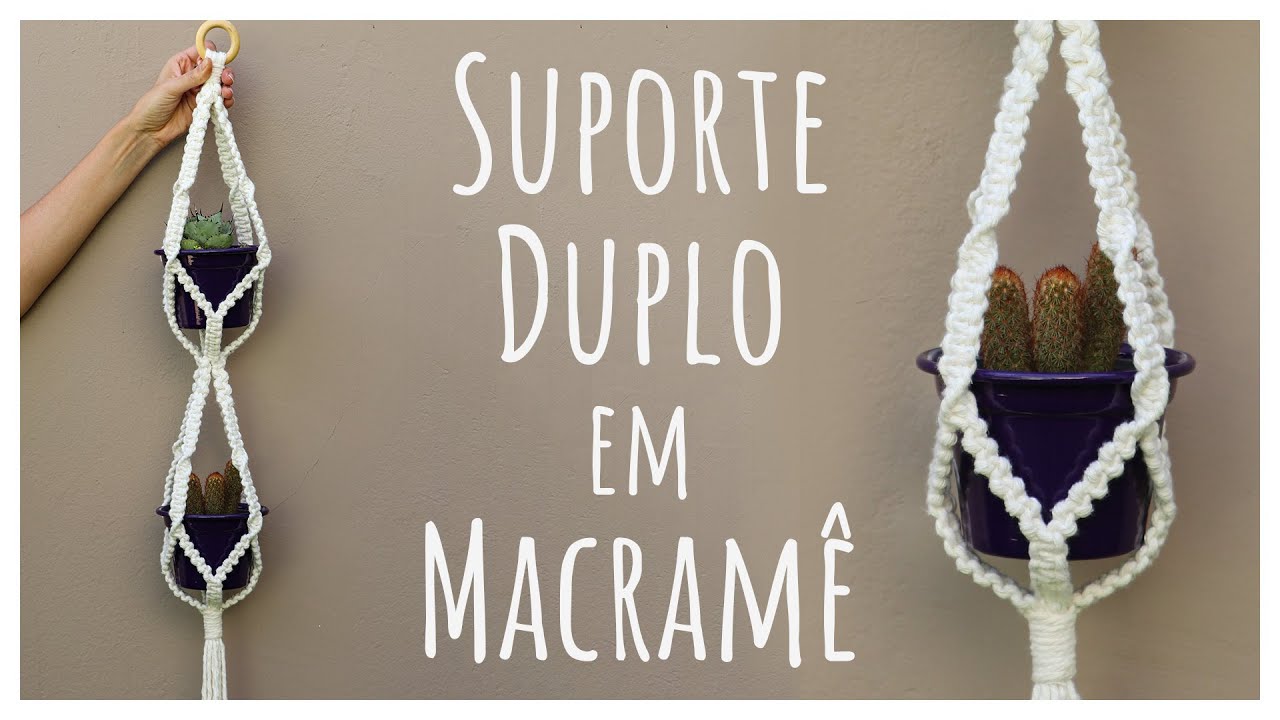 🧶🌱 Suporte de Vaso em Macramê Duplo – Faça Você Mesmo!