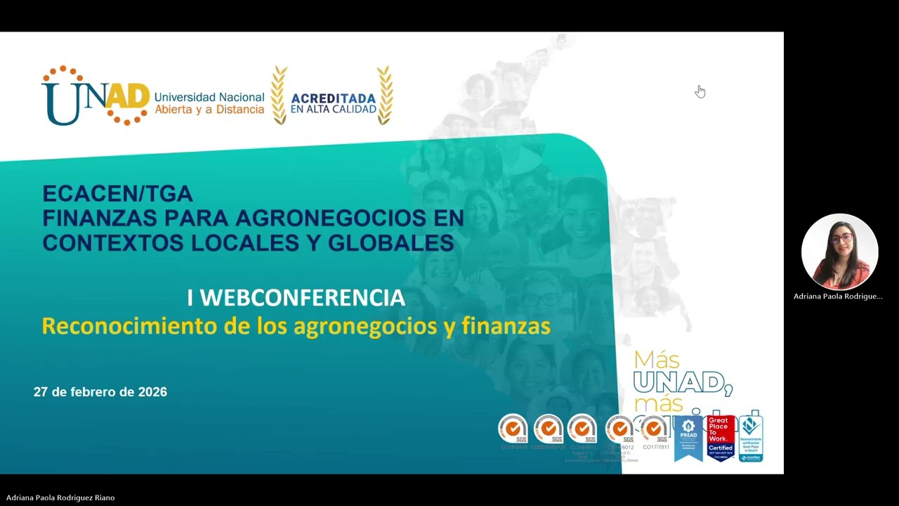 I Webconferencia Finanzas para Agronegocios en Contextos Locales y Globales 2026 02 27