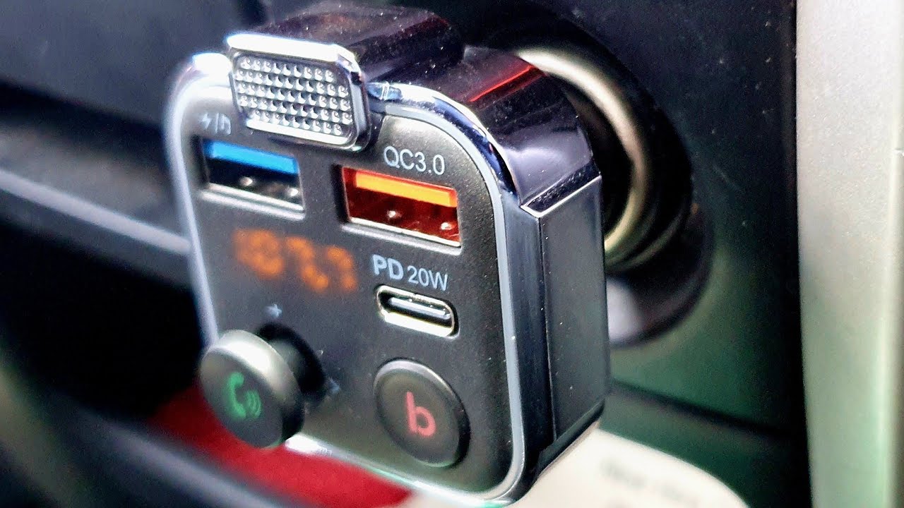 Автомобильный адаптер LENCENT FM-передатчик, Type-C PD 20 Вт + быстрое зарядное устройство USB QC...