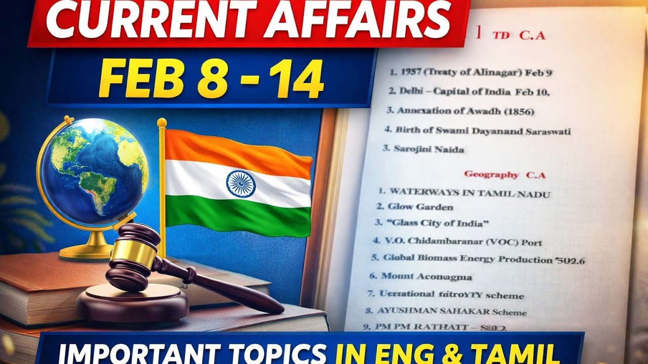 Current Affairs Feb 8–14 2026 | Important CA for TNPSC, UPSC, SSC | Eng & Tamil