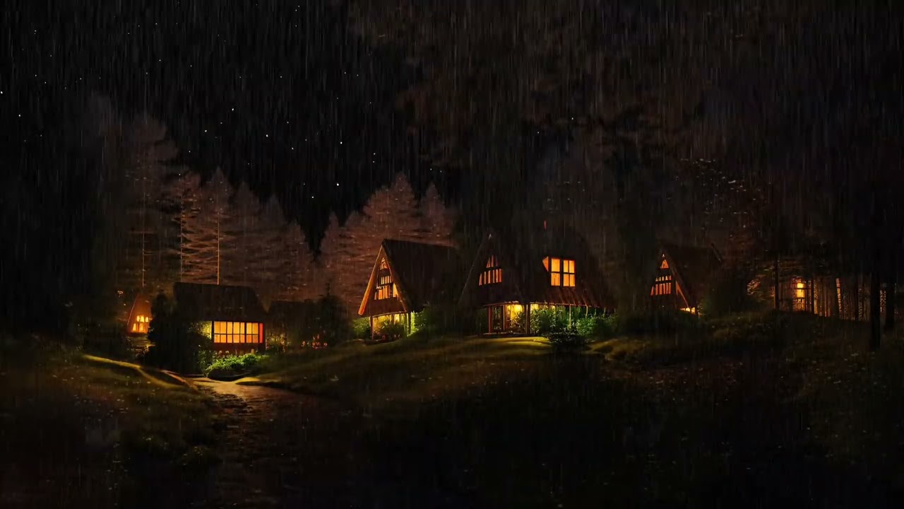 Quiet Rainy Night in the Forest 🌧️ Calm Music & Cabin Ambience 🌙 Deep sleep & insomnia relief