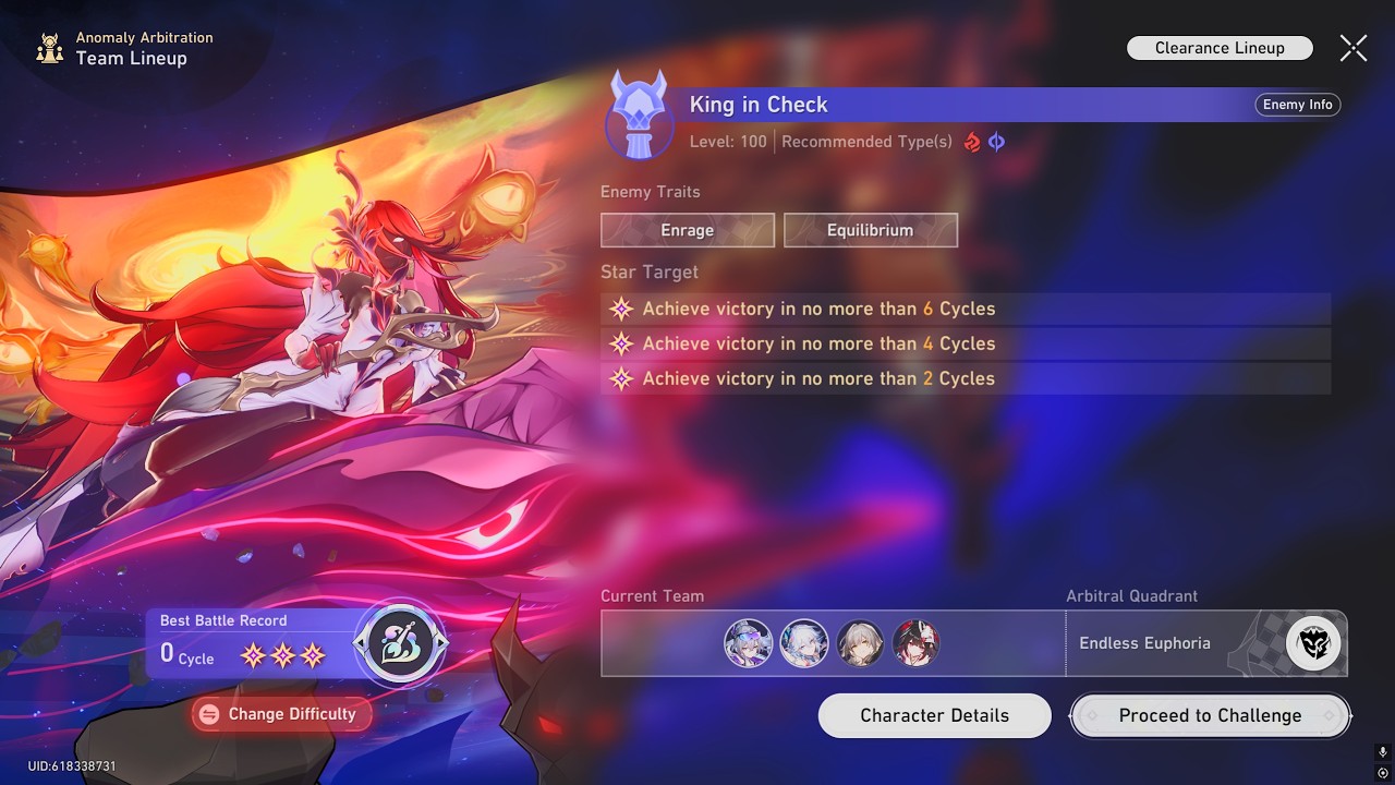 HSR 4.4 Anomaly Arbitration -  E2 Silver Wolf E0 Yao Guang 0 Cycle King Graphia 8 Cost (6 Ltd. cost)