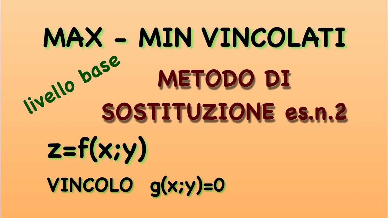Es.n.2 facile | MAX-MIN ASSOLUTI con VINCOLO  | METODO DI SOSTITUZIONE