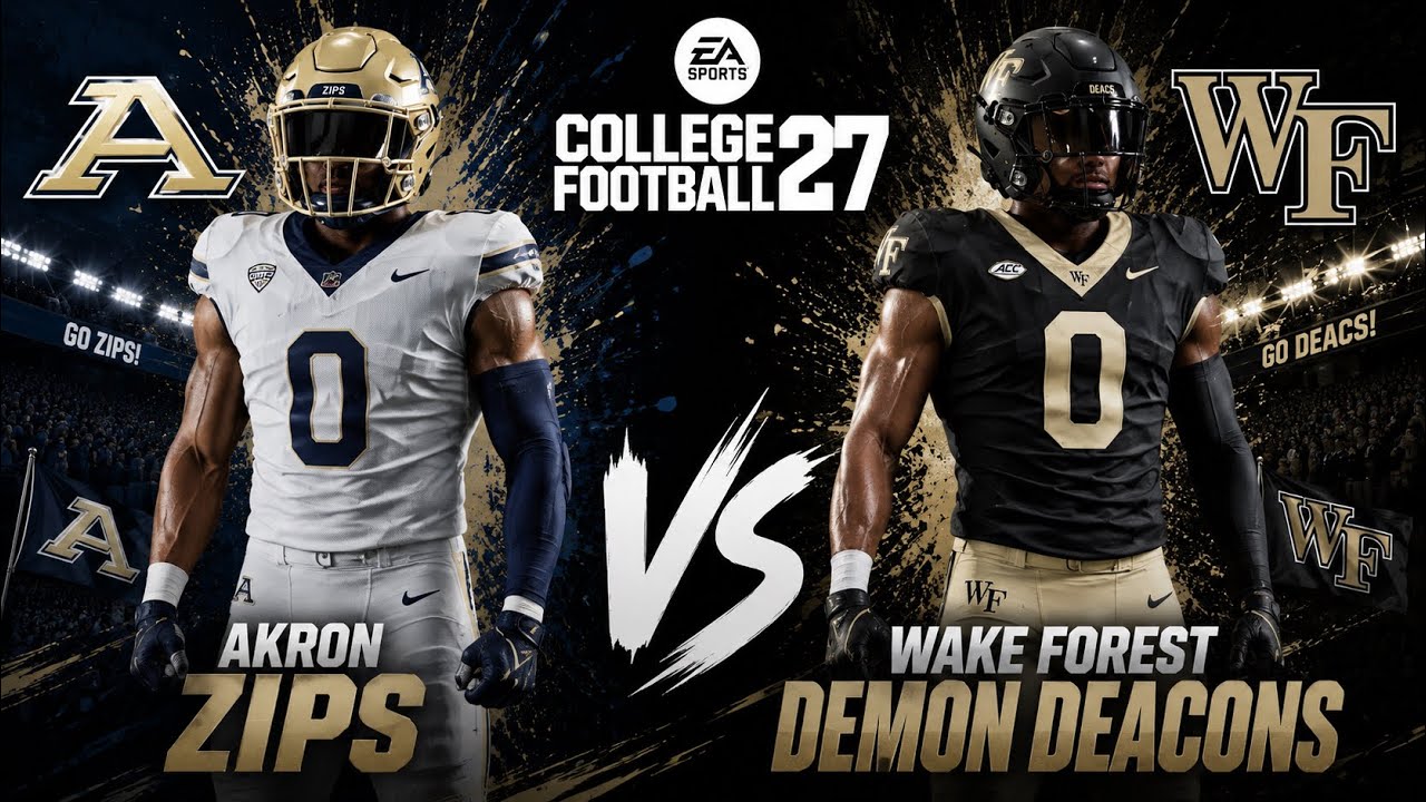Akron Zips vs Wake Forest Demon Deacons Week 1 CPU v CPU Simulation | College Football 27 PS5