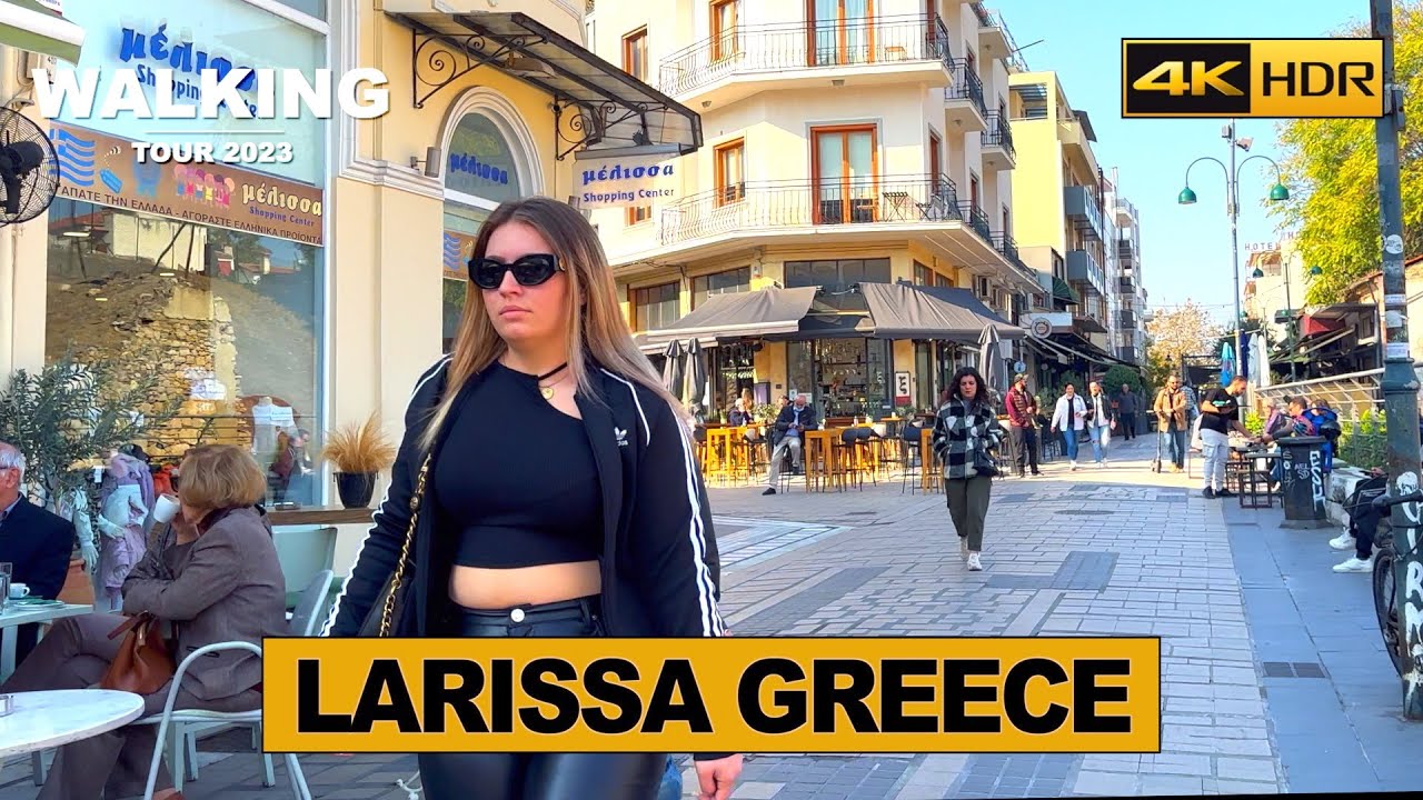 LARISSA, GREECE 🇬🇷 Walking Tour - City Ambient Sounds [With Subtitles 4K HDR]