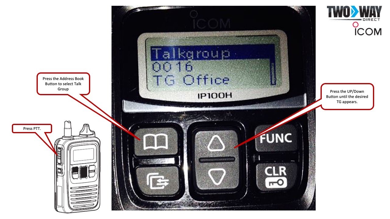 How To Make a Talk Group Call From An Icom WLAN Radio | Icom IP100H Radio | Two Way Direct