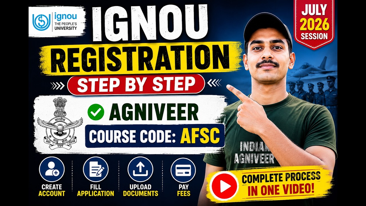 IGNOU Registration 2026 full Step | Agniveer AFSC Course July 2026 Session Registration Full Process