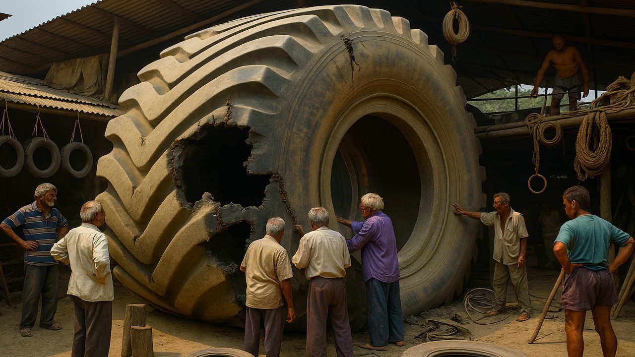 How to REPAIR A LOADER TIRE Cracked Sidewall on a 12-Foot Behemoth | Amazing Hand-Restoring PROCESS
