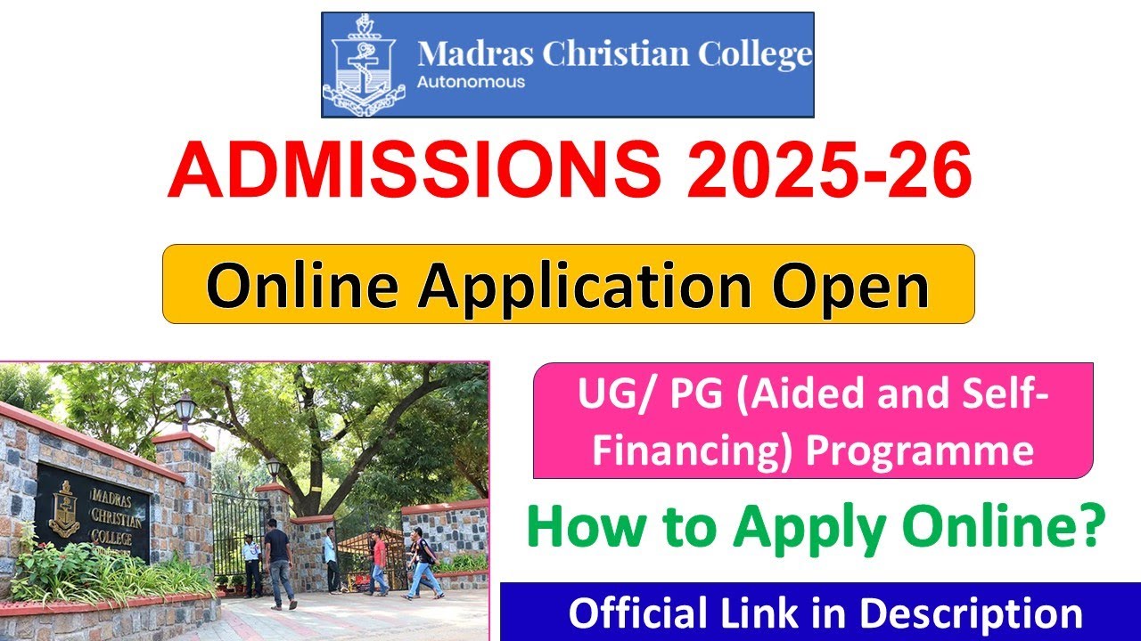 Madras Christian College Admissions 2025 Online Application Open #mcc #madraschristiancollege