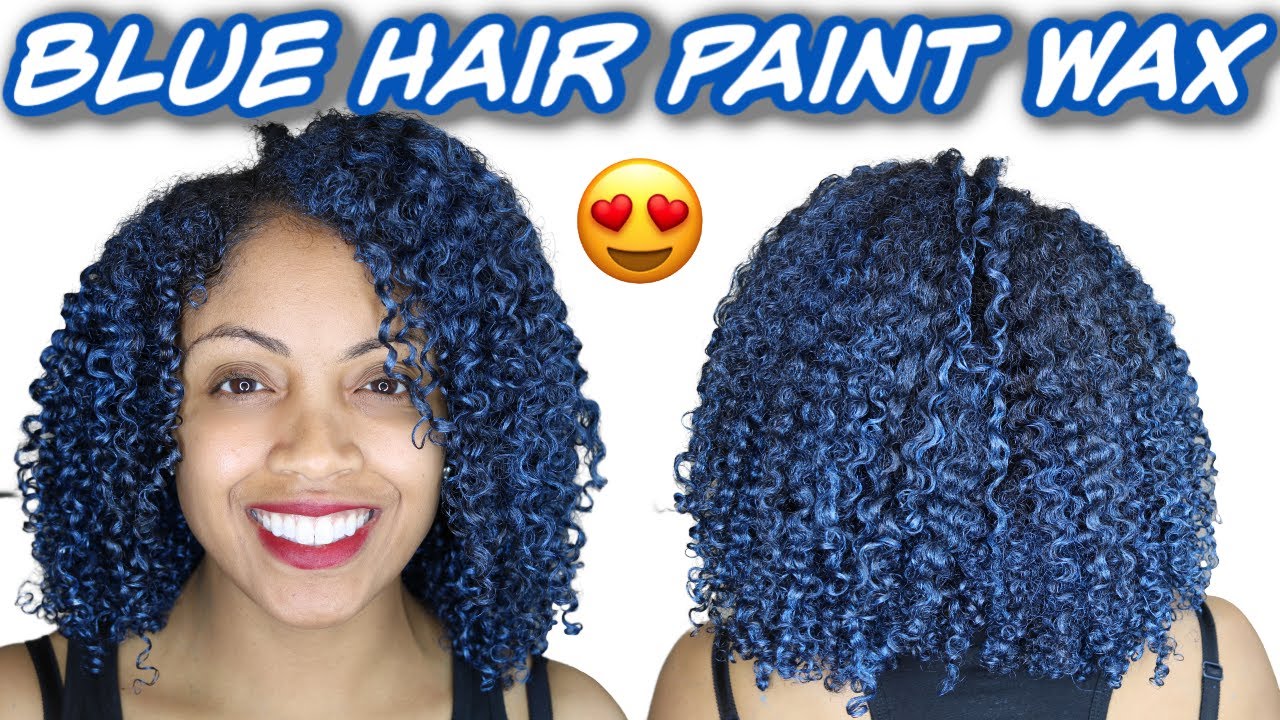 I Tried Blue Hair Paint Wax on My Curly Natural Hair Tutorial!!!! BOMB Results 😍