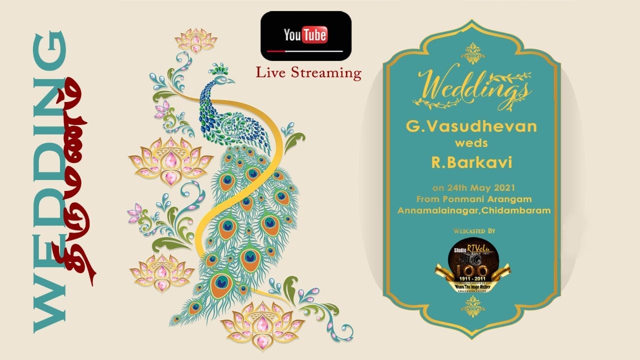 Wedding | G.Vasudhevan & R.Barkavi | On 24th May 2021 | R.T.Velu Studio,Chidambaram
