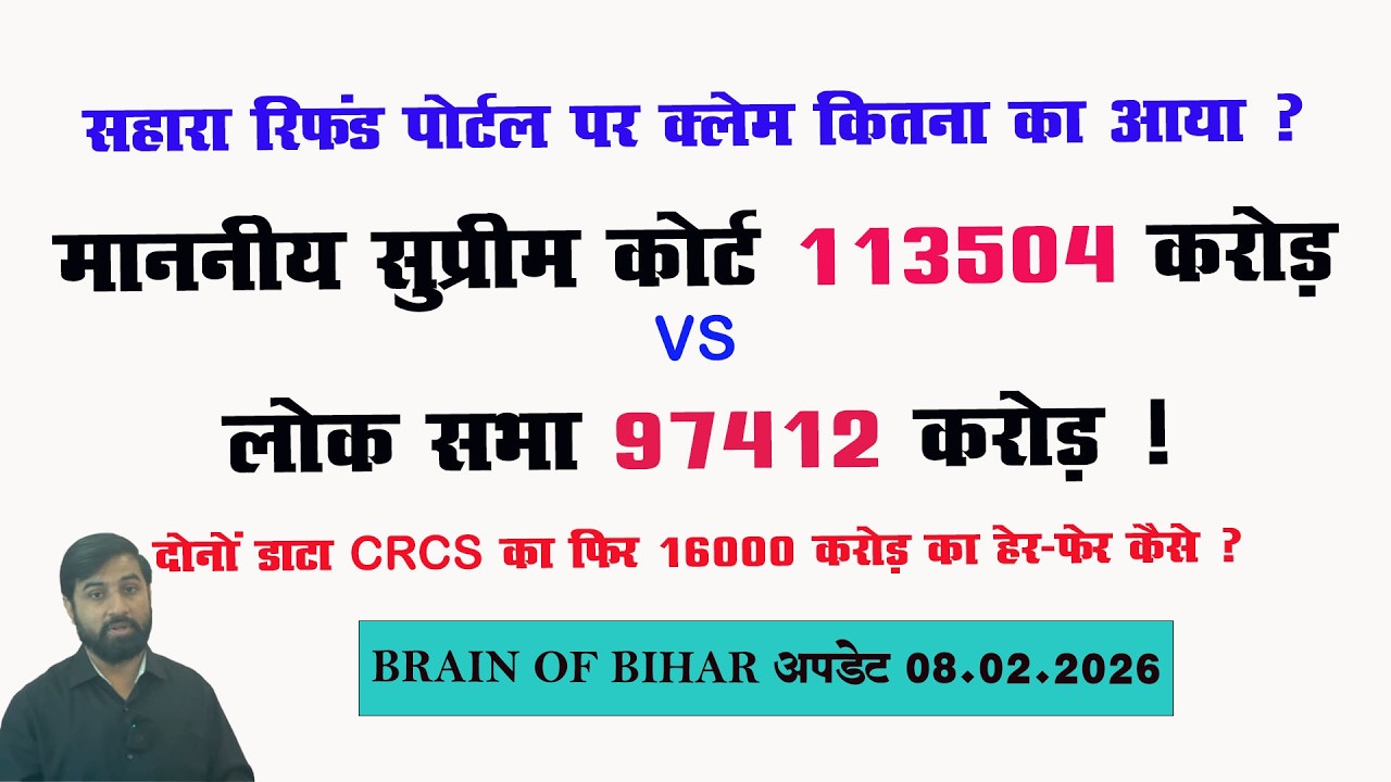 सहारा रिफंड पोर्टल पर क्लेम कितना का आया ? माननीय सुप्रीम कोर्ट 113504 करोड़ VS लोक सभा 97412 करोड़