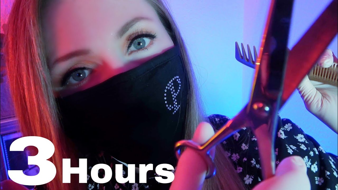 ASMR Sleep Time - 3 Hours of Haircut Roleplay, Barber Shop, Shaving, Hair Treatments