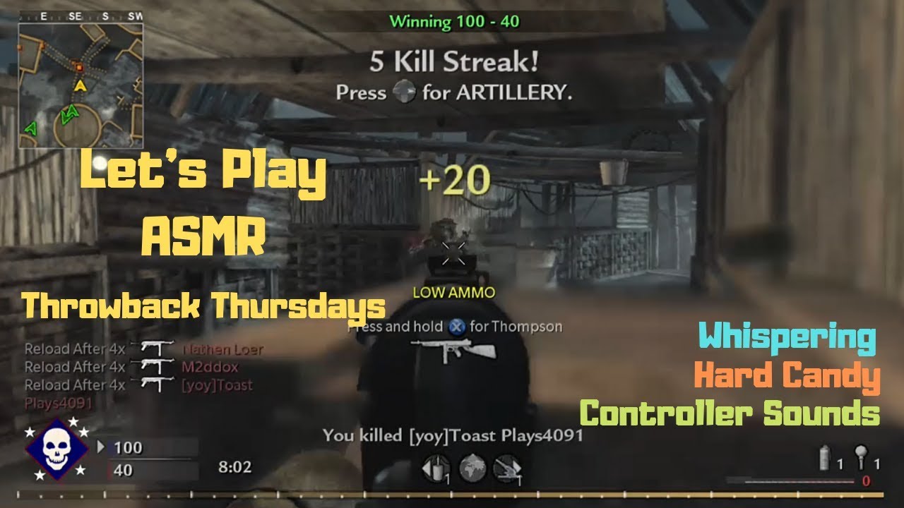ASMR Gaming: Throwback Thursdays Ep 1 - CoD World at War - Eating Hard Candy, Whisper, Controller