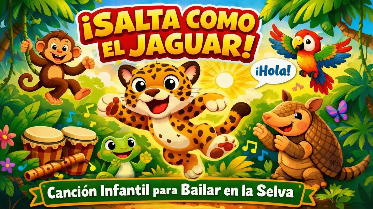 🦁 ¡Salta como el Jaguar! | Canción Infantil para Bailar en la Selva 🌴
