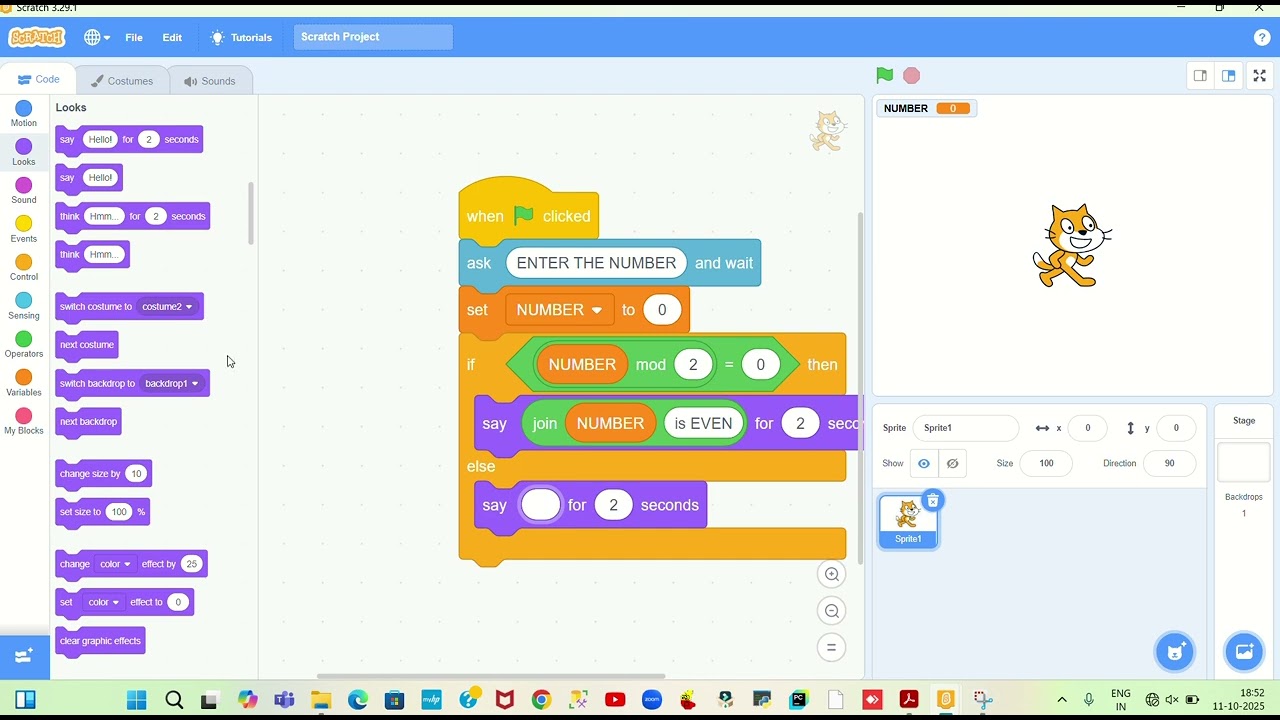 how to use scratch in 2025   PROGRAMS IS  CHECK WHETHER NUMBER IS ODD OR EVEN #scratch #2025 #skills