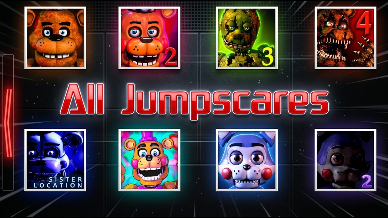 Animatronics Jumpscares in HD FNaF 1 2 3 4 5 6