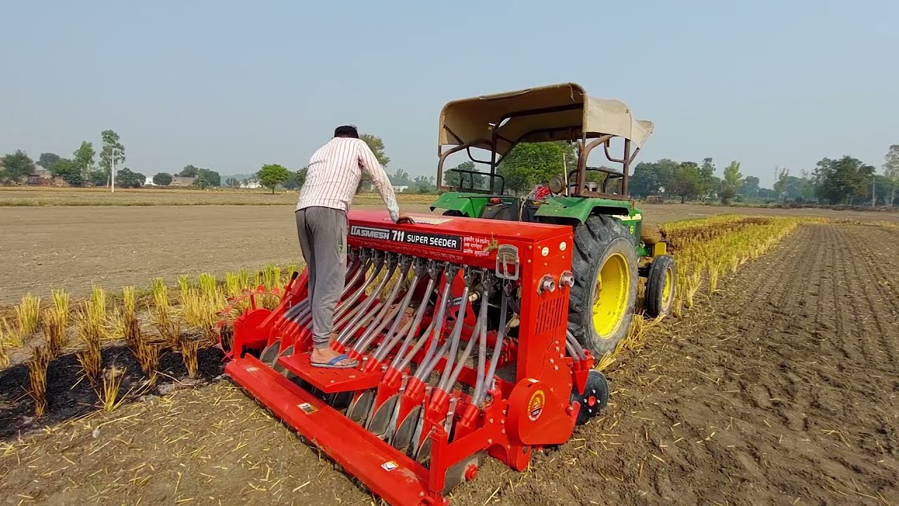 JOHNDEERE 5310 55HP TRACTOR WITH DASMESH 7FT SUPER SEEDER MACHINE BEST FIELD PERFORMANCE JOHNDEERE