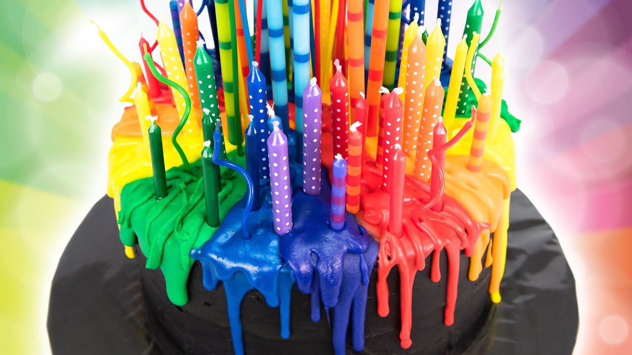 Melting Candle Rainbow Cake (Birthday Cake) from Cookies Cupcakes and Cardio