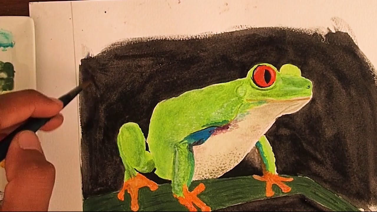 Begginer Watercolors Tutorial Tree Frog- Easy Way!