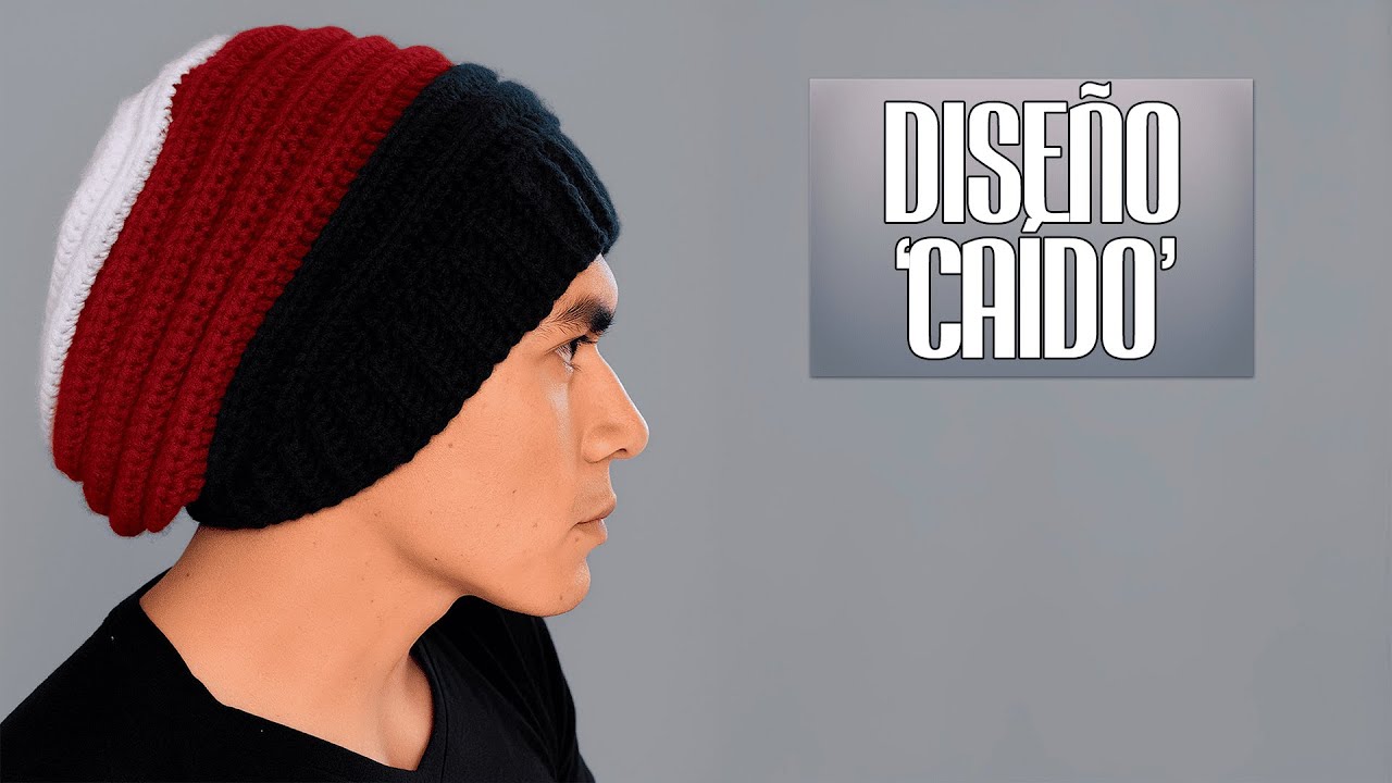 GORRO CAÍDO a crochet para hombres (PASO A PASO) 🧶