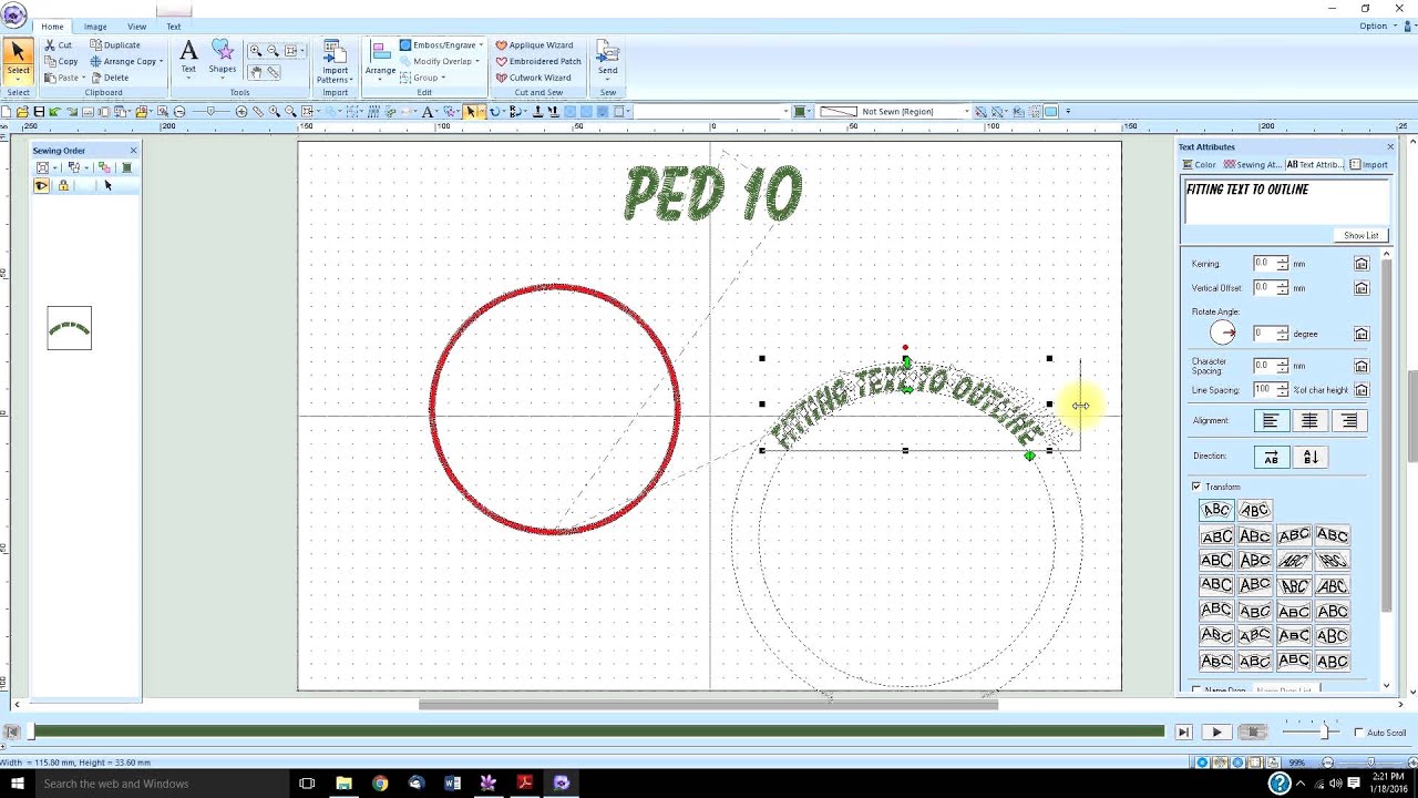 PE Design 10 (lesson 16) TEXT fit to path