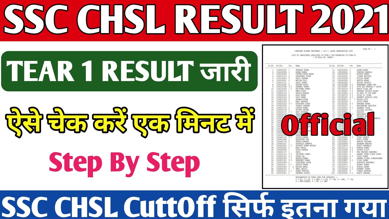 SSC CHSL 2020 Tear-1 Result Out || SSC CHSL Result 2021 || How to Check SSC CHSL Tear-1 Result 2020