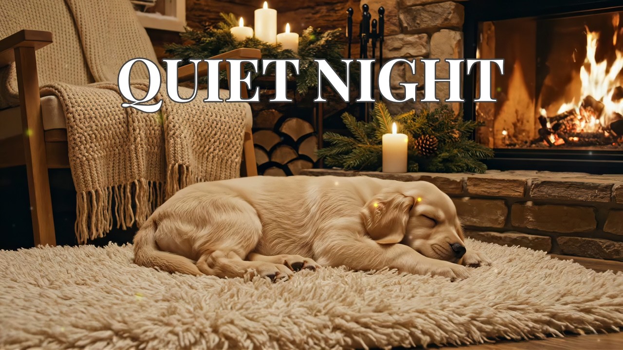 🔴 Quiet Corner Night: Cozy Fireplace Ambience & Puppy Sleep Music for Total Mind Healing 🌙🕯️