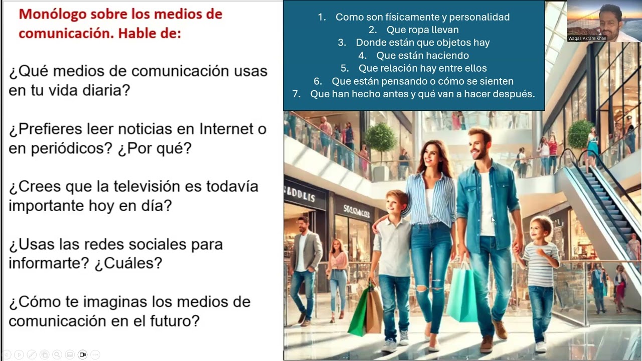 DELE A2 SPEAKING TEST MONOLOGO AND FOTO DESCRIPTION EXAMPLE