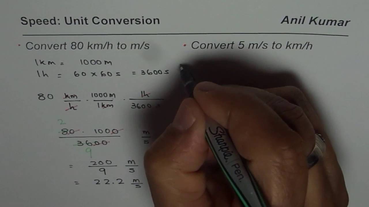 Convert Units for Velocity km per hour to meter per sec