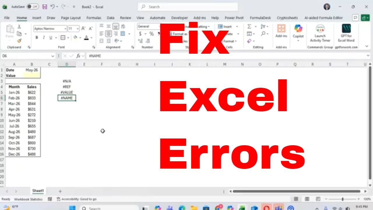 Common Formula Errors in Excel, What Causes Them and How to Fix Them! #tutorial #excel #howto
